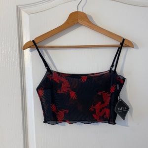 Black Mesh Dragon Crop